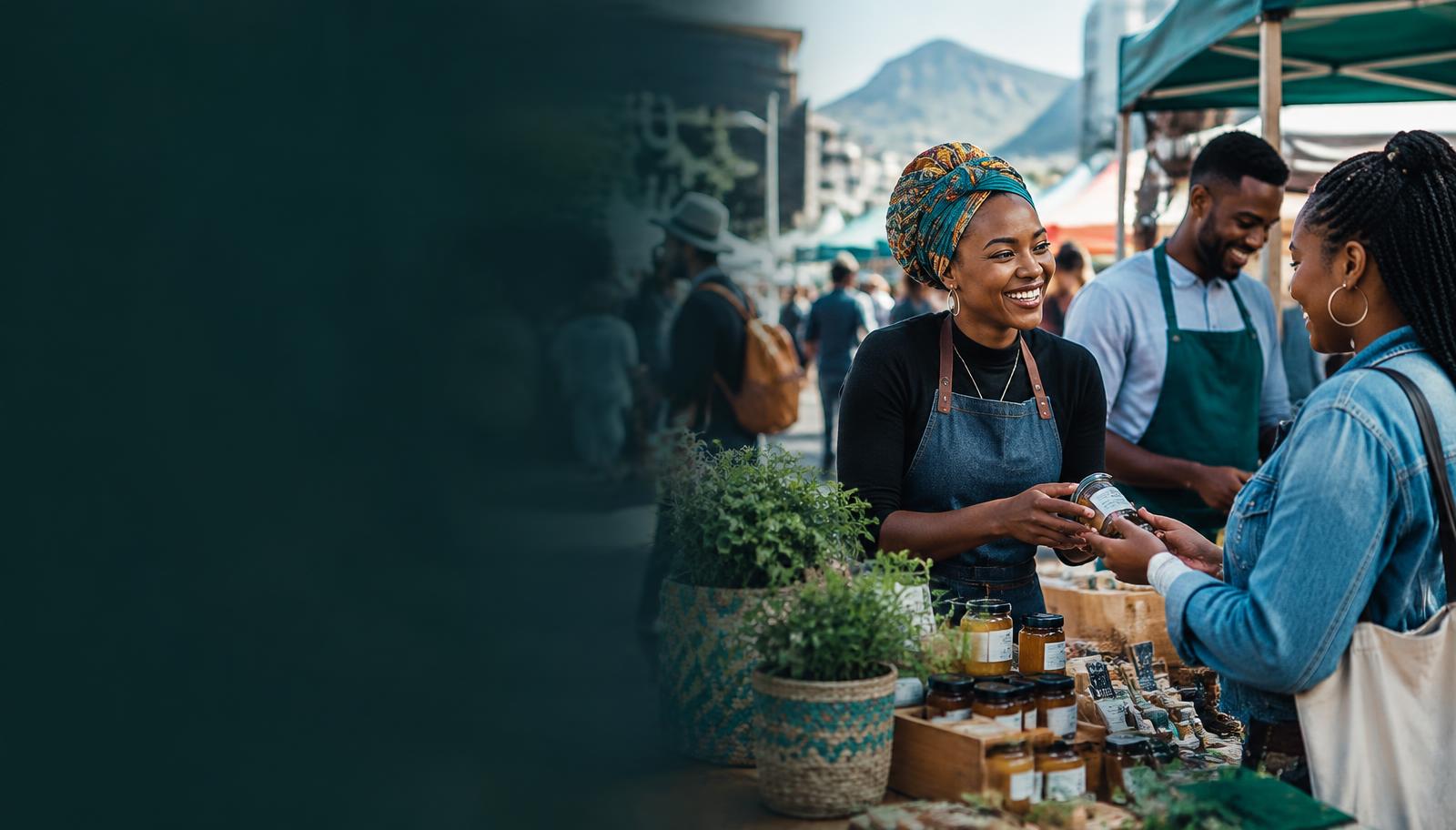 Diverse buyers and sellers interacting within a community